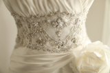 Vintage Sweetheart Neck Satin Beaded A-Line Floor-Length Wedding Dress HZ1022