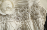 Vintage Sweetheart Neck Satin Beaded A-Line Floor-Length Wedding Dress HZ1022