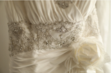 Vintage Sweetheart Neck Satin Beaded A-Line Floor-Length Wedding Dress HZ1022