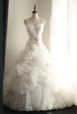 White sling heavy irregular multi-layered skirt mesh fluffy princess wedding dress HZ1022