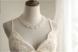 Elegant White Flower Bud Fishtail Hand-beaded Pleated Tulle Wedding Dress HZ1022
