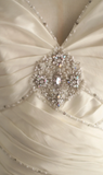Classic V-neck Retro Palace Satin Hand-beaded Wedding Dress HZ1022