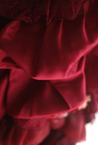 Retro warm red skirt puffy pleated handmade flower princess wedding dress HZ1022