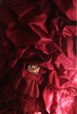 Retro warm red skirt puffy pleated handmade flower princess wedding dress HZ1022