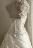 Irregular Retro Palace Tube Top Handmade Flower Beaded A-Line Floor-Length Wedding Dress HZ1022