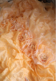 Chic orange heart-shaped neckline handmade flower beading irregular layered skirt A-line wedding dress HZ1022