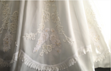 Retro Princess One Shoulder Long Sleeve Beaded Satin Back Butterfly Wedding Dress HZ1022