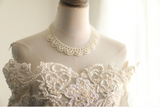 Retro Princess One Shoulder Long Sleeve Beaded Satin Back Butterfly Wedding Dress HZ1022