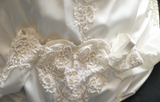Retro Princess One Shoulder Long Sleeve Beaded Satin Back Butterfly Wedding Dress HZ1022