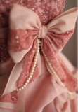 Pink Rose Irregular Pleated Handmade Flower Puffy Princess Wedding Dress HZ1022