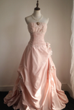 Retro Princess Pink Tube Top Irregular Puff Wedding Dress HZ1022
