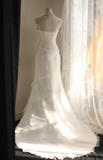 Elegant and simple white strapless lace tulle mermaid wedding dress HZ1022