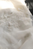 Elegant and simple white strapless lace tulle mermaid wedding dress HZ1022