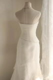 Elegant and simple white strapless lace tulle mermaid wedding dress HZ1022