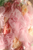 Gorgeous Princess Pink Rose Handmade Flower Fluffy A-line Wedding Dress HZ1022