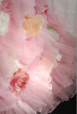 Gorgeous Princess Pink Rose Handmade Flower Fluffy A-line Wedding Dress HZ1022