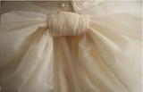 Elegant and simple tulle tube top with handmade flowers A-line puffy wedding dress HZ1022