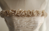 Elegant and simple tulle tube top with handmade flowers A-line puffy wedding dress HZ1022