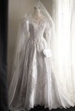 French court retro leg of mutton sleeve beaded satin wedding dress HZ1022