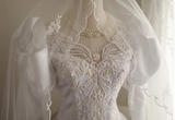 French court retro leg of mutton sleeve beaded satin wedding dress HZ1022