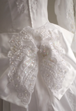 French court retro leg of mutton sleeve beaded satin wedding dress HZ1022