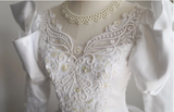 French court retro leg of mutton sleeve beaded satin wedding dress HZ1022