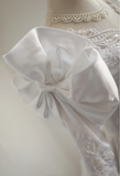 French court retro leg of mutton sleeve beaded satin wedding dress HZ1022