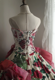 Dreamy Heavy Rose Printed Satin Handmade Flower Puffy Princess Wedding Dress HZ1022
