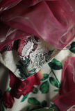 Dreamy Heavy Rose Printed Satin Handmade Flower Puffy Princess Wedding Dress HZ1022