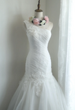 Elegant white flower retro palace slim fishtail tulle wedding dress HZ1022