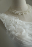 Elegant white flower retro palace slim fishtail tulle wedding dress HZ1022