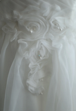 Elegant white flower retro palace slim fishtail tulle wedding dress HZ1022