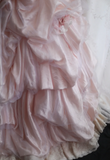 Princess Pink Tube Top Irregular Skirt Pleated Lace Edge Puffy Wedding Dress HZ1022