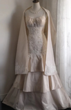 Retro palace soft light pink skirt cake layered wedding dress HZ1022
