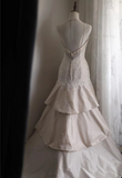 Retro palace soft light pink skirt cake layered wedding dress HZ1022