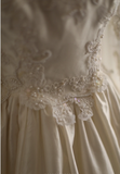 Cream Beige Palace Retro Long Sleeve Bow Satin Wedding Dress HZ1022