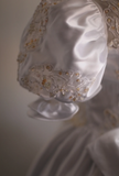 Retro Puff Sleeves Earrings Beaded Princess Wedding Dress with Train HZ1022
