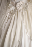 Soft cream hand-beaded one-shoulder vintage wedding dress HZ1022