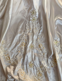 Soft cream hand-beaded one-shoulder vintage wedding dress HZ1022