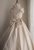 Elegant and Simple Satin Bow A-Line Wedding Dress HZ1022