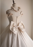 Elegant and Simple Satin Bow A-Line Wedding Dress HZ1022