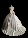 Elegant and Simple Satin Bow A-Line Wedding Dress HZ1022