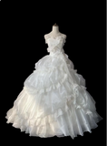 Princess skirt irregular pleated white cake puffy wedding dress HZ1022