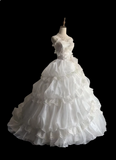 Princess skirt irregular pleated white cake puffy wedding dress HZ1022