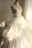 Princess skirt irregular pleated white cake puffy wedding dress HZ1022