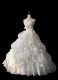 Princess skirt irregular pleated white cake puffy wedding dress HZ1022