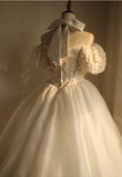 Princess Puff Sleeve Halter Neck Beaded Puff Wedding Dress HZ1022