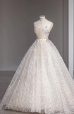 Elegant and simple white sling tulle floor-length wedding dress HZ1022