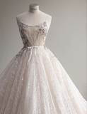 Elegant and simple white sling tulle floor-length wedding dress HZ1022