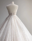 Elegant and simple white sling tulle floor-length wedding dress HZ1022